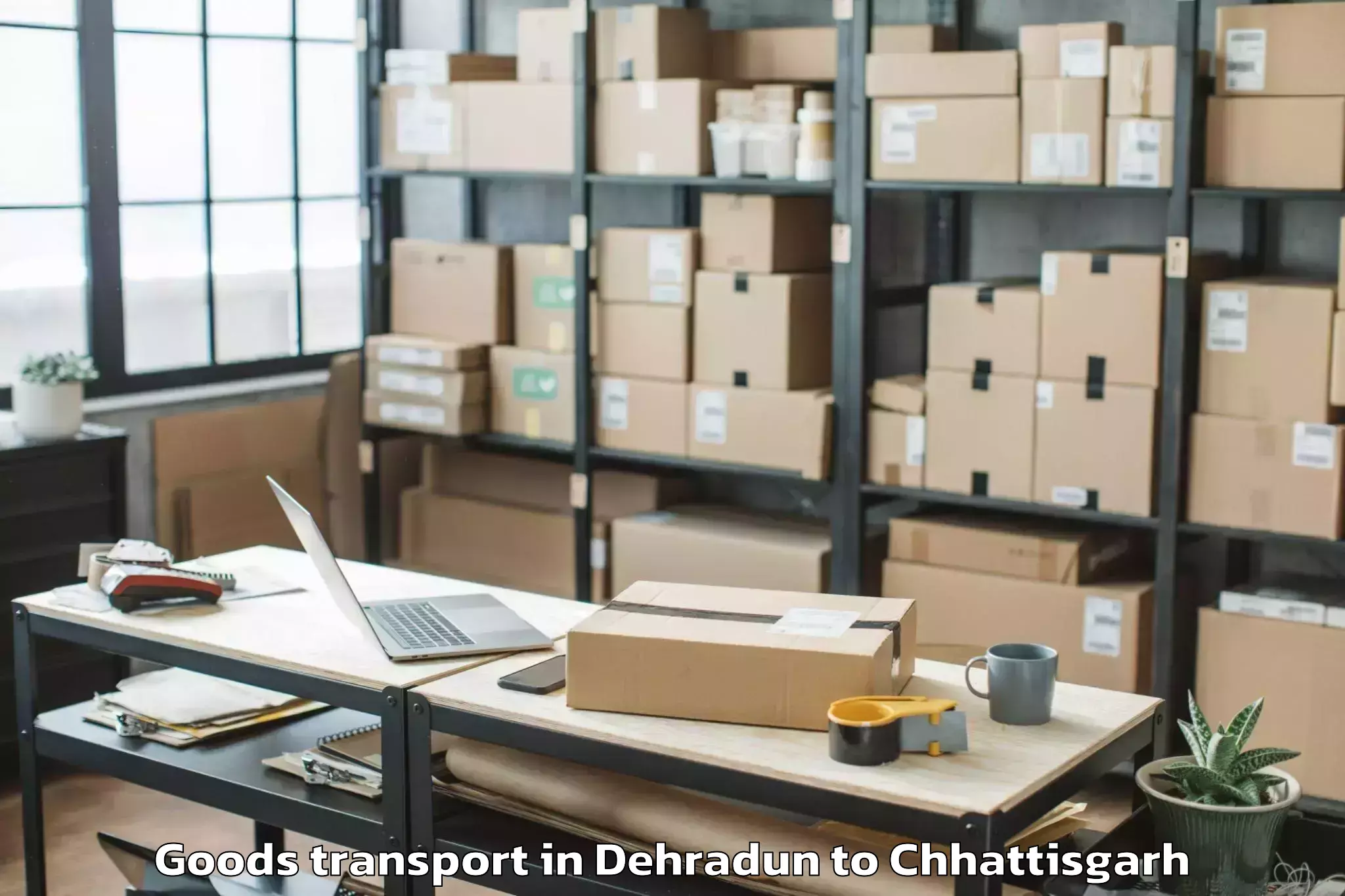 Reliable Dehradun to Gunderdehi Goods Transport